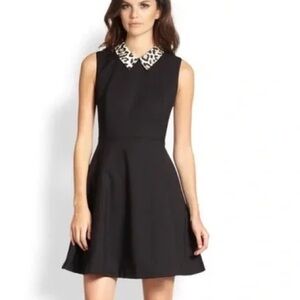 Kate Spade Rissa Fit & Flare Sleeveless Dress with Leopard Print collar Size 8